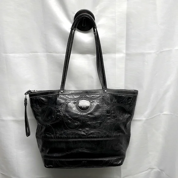 Coach Bags Coach No J20f15142 Black Patent Signature Stripe